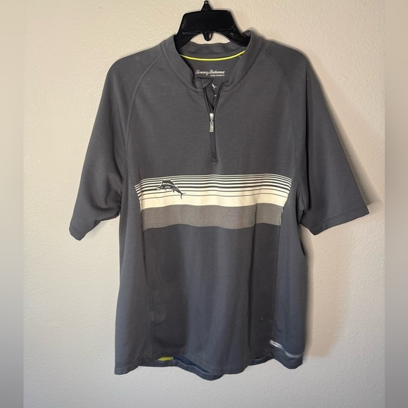 Tommy Bahama Short Sleeve Quarter Zip Shirt - Picture 1 of 6